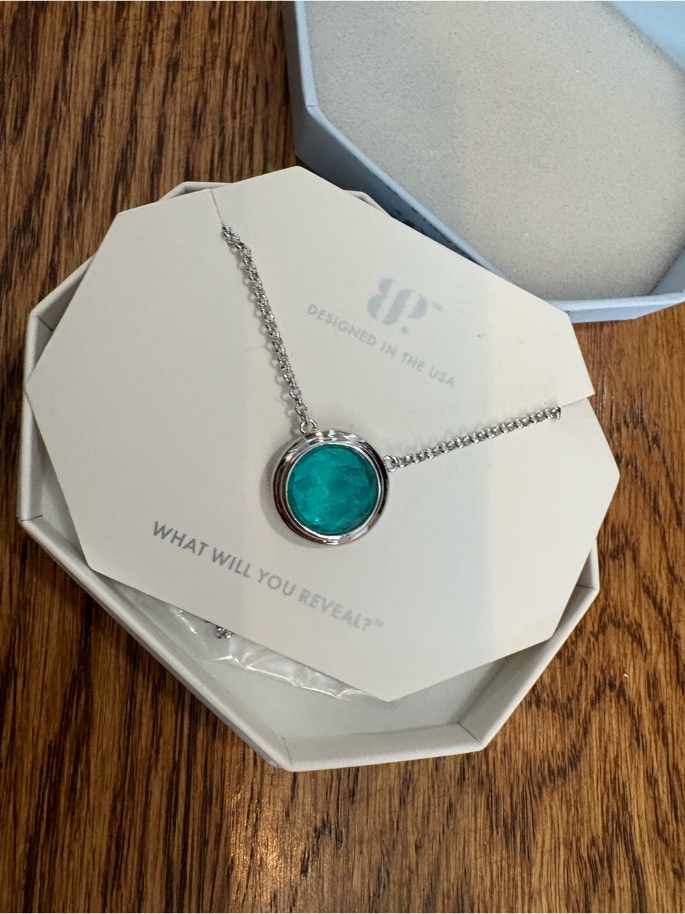 Silver Necklace with Teal Disc Pendant - Women Jewelry